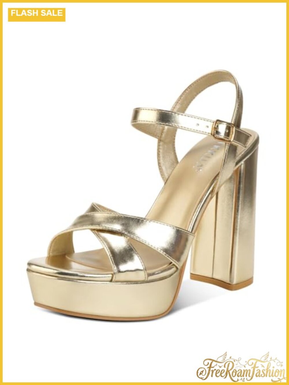 Platform Chunky Heel Sandals Open Toe Ankle Strap 3.15-Inch High Heels Dress